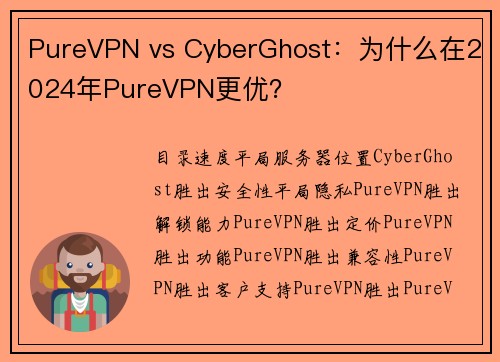 PureVPN vs CyberGhost：为什么在2024年PureVPN更优？